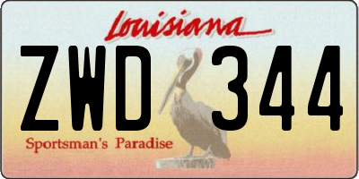 LA license plate ZWD344