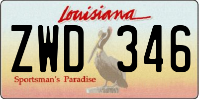 LA license plate ZWD346