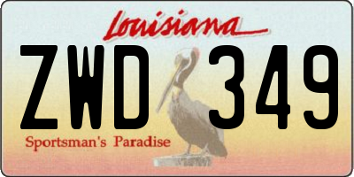 LA license plate ZWD349