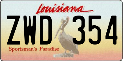LA license plate ZWD354