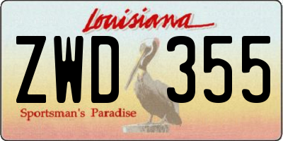 LA license plate ZWD355