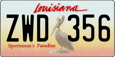 LA license plate ZWD356