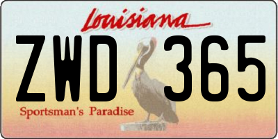 LA license plate ZWD365