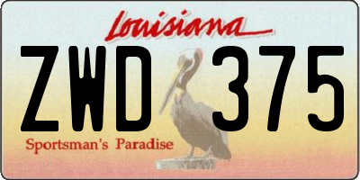 LA license plate ZWD375