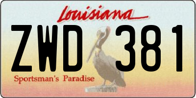 LA license plate ZWD381