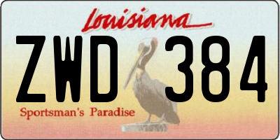 LA license plate ZWD384
