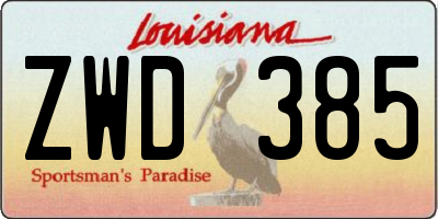 LA license plate ZWD385