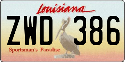 LA license plate ZWD386