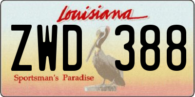 LA license plate ZWD388