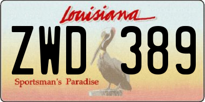 LA license plate ZWD389