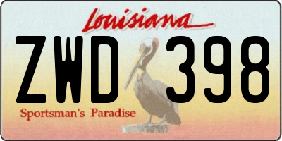 LA license plate ZWD398