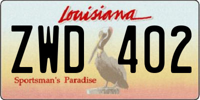 LA license plate ZWD402