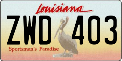 LA license plate ZWD403