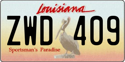 LA license plate ZWD409