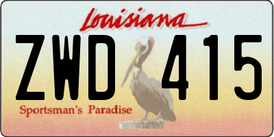 LA license plate ZWD415