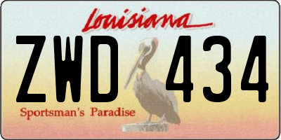 LA license plate ZWD434
