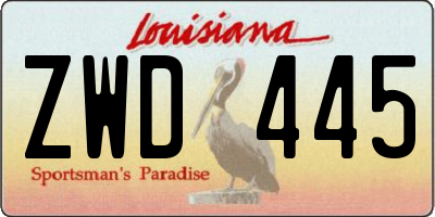 LA license plate ZWD445