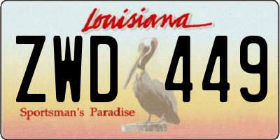 LA license plate ZWD449