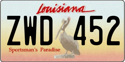 LA license plate ZWD452