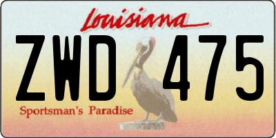 LA license plate ZWD475