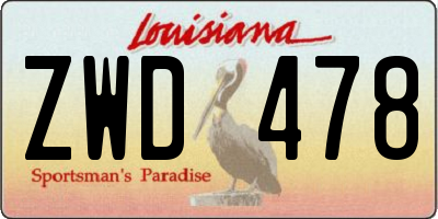 LA license plate ZWD478