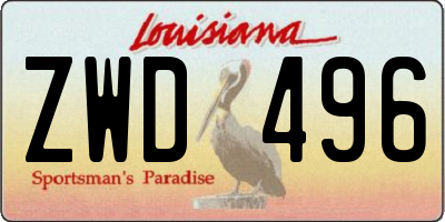 LA license plate ZWD496