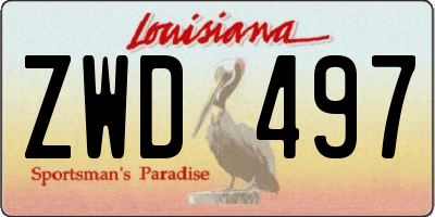 LA license plate ZWD497