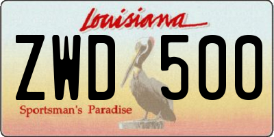 LA license plate ZWD500