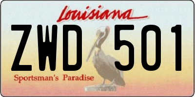 LA license plate ZWD501