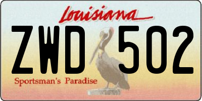 LA license plate ZWD502