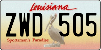 LA license plate ZWD505