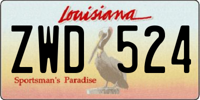 LA license plate ZWD524