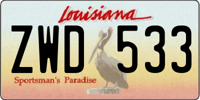 LA license plate ZWD533