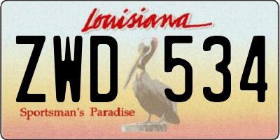 LA license plate ZWD534