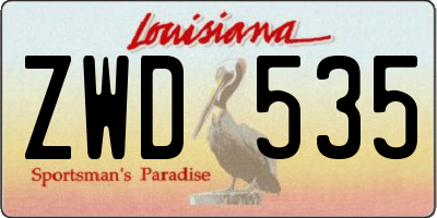 LA license plate ZWD535