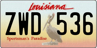 LA license plate ZWD536