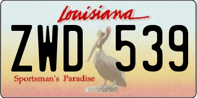 LA license plate ZWD539
