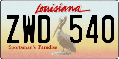 LA license plate ZWD540