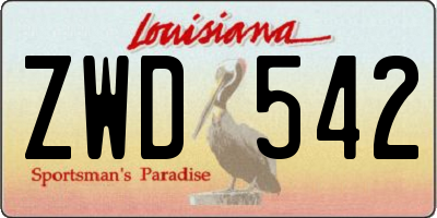 LA license plate ZWD542