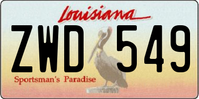 LA license plate ZWD549