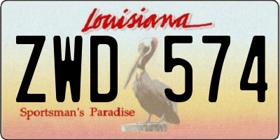 LA license plate ZWD574