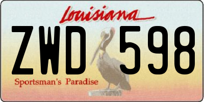 LA license plate ZWD598