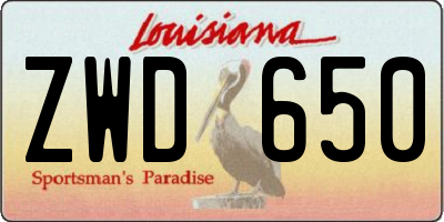 LA license plate ZWD650