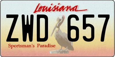 LA license plate ZWD657