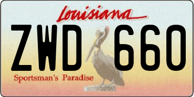 LA license plate ZWD660