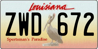 LA license plate ZWD672