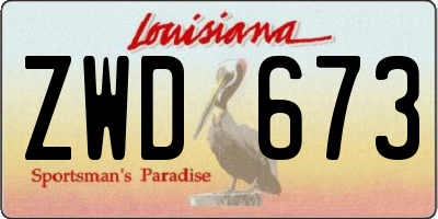LA license plate ZWD673