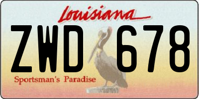 LA license plate ZWD678