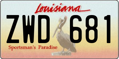 LA license plate ZWD681
