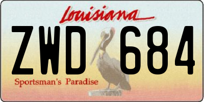 LA license plate ZWD684